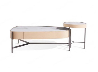 Living room Set 2x Coffee table Coffee table beige Modern Luxury stainless steel