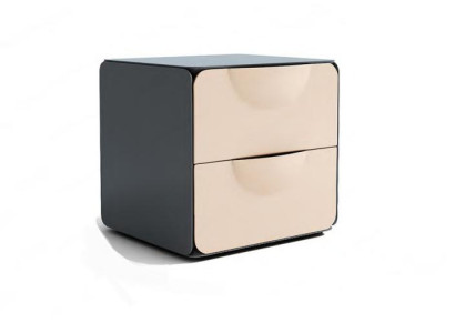 Beige Bedside table 2x drawers Bedroom night console wooden console