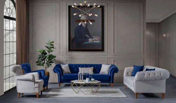 Living room sofa set luxury seating furniture three-seater two-seater armchair
