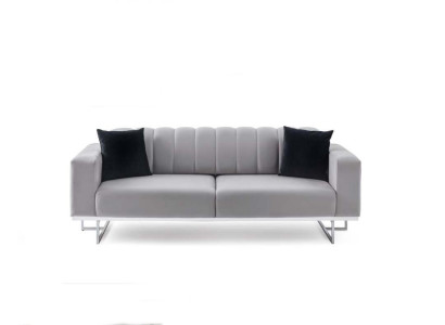 Light Gray Upholstery Three Seater Luxury Sofas Living room Stylish Couches