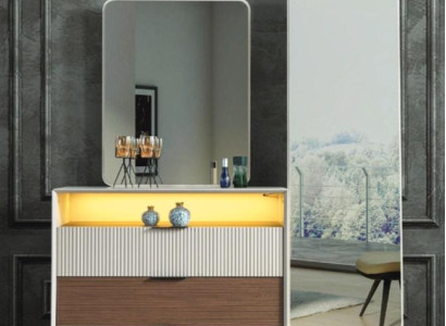 Bedroom Designer Chest of drawers with Mirror LED Lighting Wood Furniture