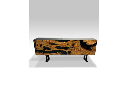 TV stand sideboard TV cabinet lowboard living room epoxy resin wood brown