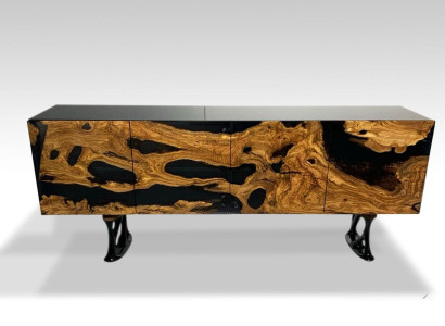 TV stand sideboard TV cabinet lowboard living room epoxy resin wood brown