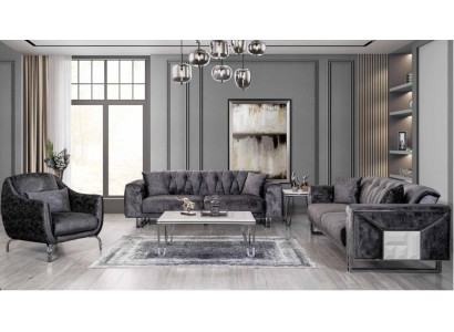 Sofa set 3+3+1 Seater Coffee table Side table Modern Black Complete new