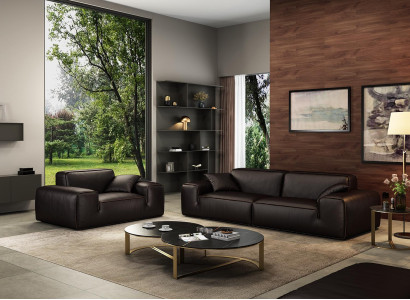 Black Sofa set Luxury 3+1 Seater Leather Couches Living room Furniture