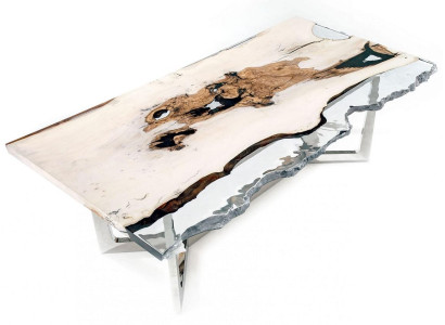 Dining table Epoxy resin kitchen table Dining room table Table 220 cm Wood White