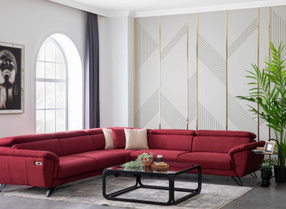 Red L-shape Corner sofa Luxury Living landscape Upholstered furniture Living room Couch