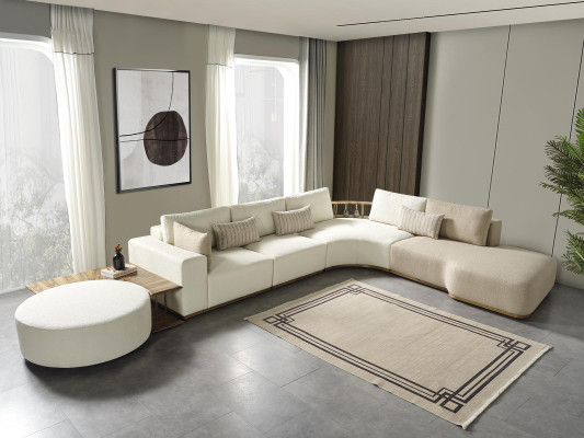 White Modern Corner sofa L-shape Couch Luxury Upholstered Sofa Living room furniture
