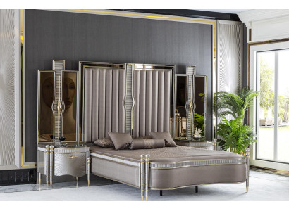 Bed Gray Beautiful Upholstery Design Luxury Double Bedroom Beds Furniture