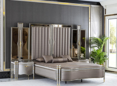 Bed Gray Beautiful Upholstery Design Luxury Double Bedroom Beds Furniture