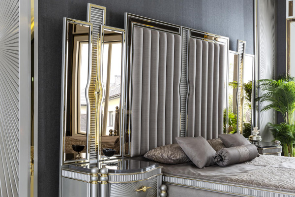 Bed Gray Beautiful Upholstery Design Luxury Double Bedroom Beds Furniture