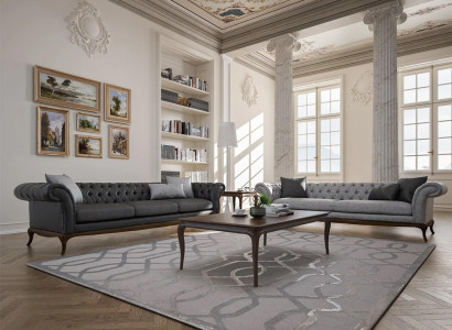 Modern Living room Set 4pcs Gray Sofa Couch Designer Wood Coffee table new