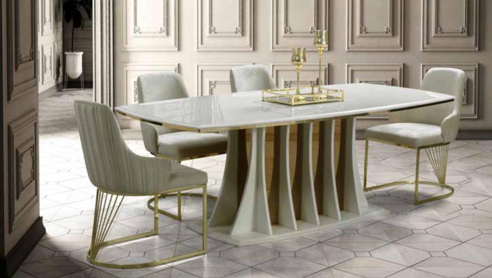 Dining room set Luxury Table +4x Chairs Modern Design Furnishings new