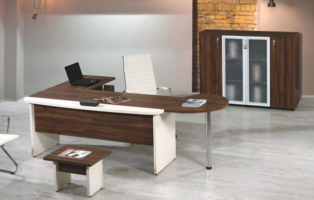 Group Office Corner Office table Study room furniture Wardrobe 3-piece Wood Brown