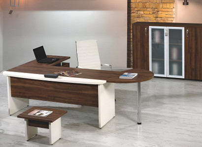 Suite Office furniture Set 3-piece corner office table Complete Office Wood Brown Table