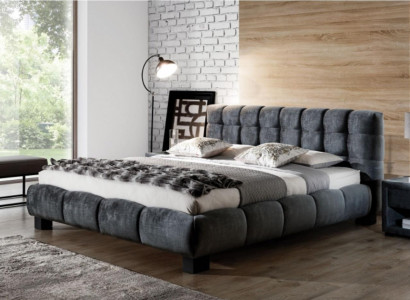 Bedroom Set Blue Bed Wood 2x Bedside tables Elegant Style Modern new 3-piece.