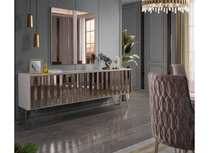 Luxury Sideboard with Mirror stylish Beige Chest of drawers Modern Furniture Design Set new