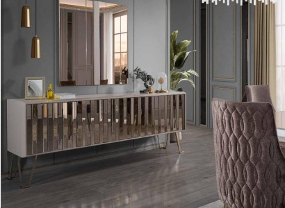 Luxury Sideboard with Mirror stylish Beige Chest of drawers Modern Furniture Design Set new