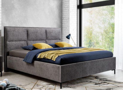Bedroom Set Gray Bed Elegant 2x Bedside tables Complete Set Beautiful 3-piece.