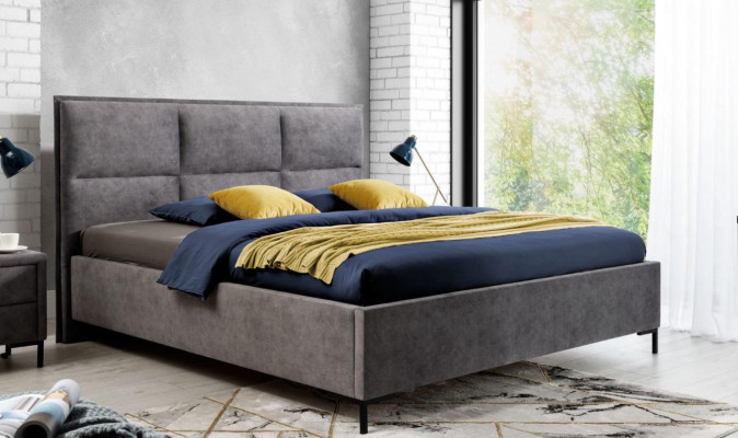 Bedroom Set Gray Bed Elegant 2x Bedside tables Complete Set Beautiful 3-piece.