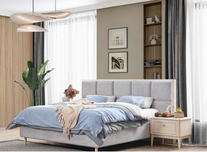 Design Bedroom Set Bed + 2x Bedside tables Luxury double bed