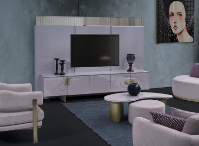 Sideboard TV cabinet Lowboard TV stand Pink Wood Modern Living room Wardrobe