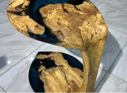 Side table Coffee table Coffee table Epoxy resin Brown Living room Design