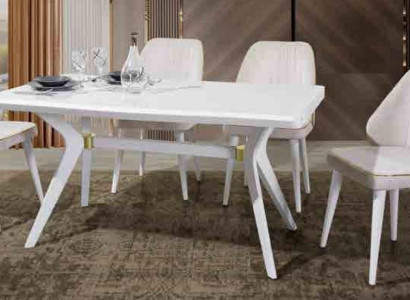 EsGroups Set Luxury White 4x Chairs stainless steel Furniture Wooden furniture