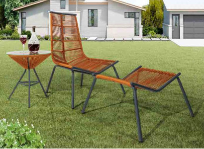 Modern Set for your Garden Consists of Armchair Stool and Side table