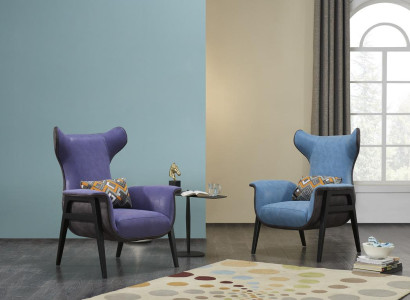 Luxury Single Seater Armchair Blue Living room Upholstered Chair Furniture Modern Design