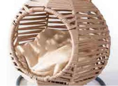 Modern round swing cat lounger beige luxury modern furniture piece wood