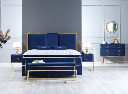 Bed Blue Metal Furniture Design Elegant Bedroom Furniture Luxury Modern new