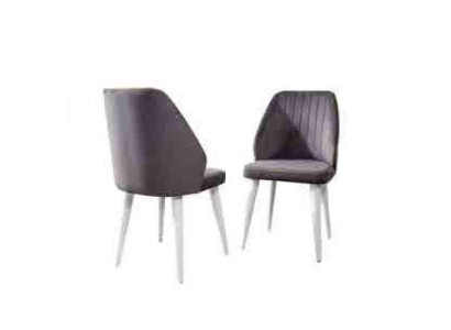 Gray Modern Dining Room Chair Single Seater Wooden Feet Luxury Furniture Chairs