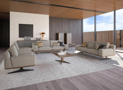 Living room set 6 pieces 2x sofa three-seater modern 2x armchair sofa set coffee table
