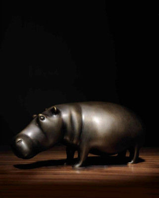 Brass Hippo Hippopotamus Statue Home Decor Color Gold Figurine new Living room