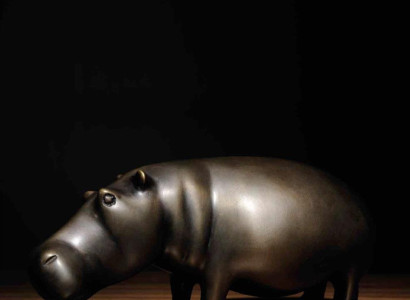 Brass Hippo Hippopotamus Statue Home Decor Color Gold Figurine new Living room
