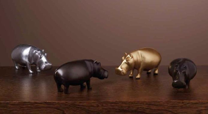Brass Hippo Hippopotamus Statue Home Decor Color Gold Figurine new Living room