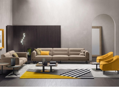 Complete e Couch Set Sofa Set Beige Sofa 4+3 Seat Group Leather