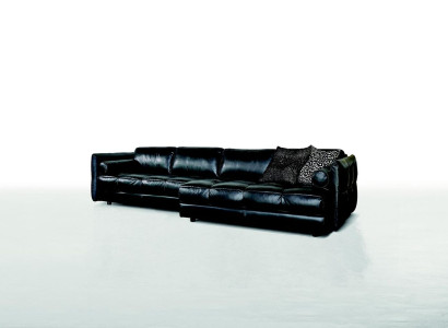 Modern Couch Luxury Corner sofa Upholstered furniture Living room L-shape Design Black Leather