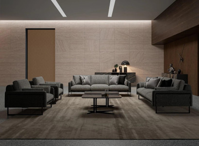 Luxury gray sofa complete 2x three-seater sofa 2x armchair living room 2x coffee table