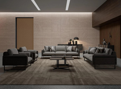 Luxury sofa set 2x three-seater sofa living room 2x armchair wood 2x coffee table