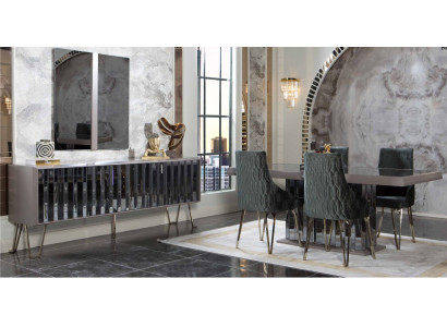 Designer Beige Dining room Suite Dining set Dining table 4x Chairs 7pcs new