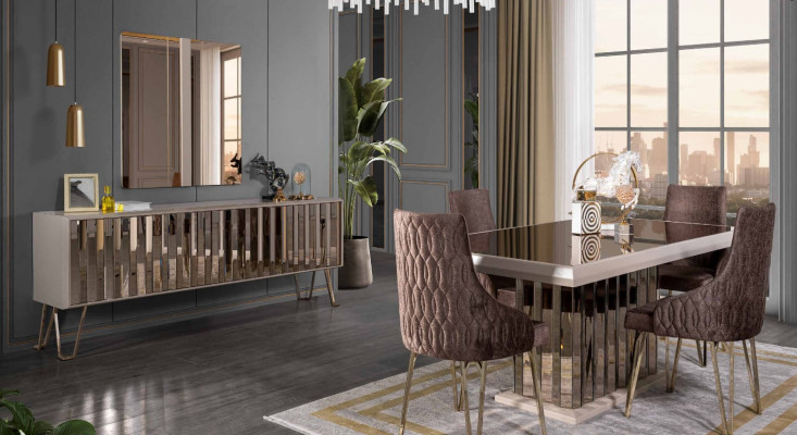 Designer Braun Dining room Suite Dining set Dining table 4x Chairs 7tlg new