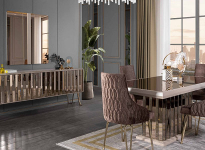 Designer Braun Dining room Suite Dining set Dining table 4x Chairs 7tlg new
