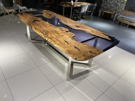 Dining table Epoxy resin kitchen table Dining room table Table 240 cm Wood Brown