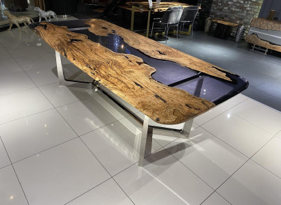 Dining table Epoxy resin kitchen table Dining room table Table 240 cm Wood Brown