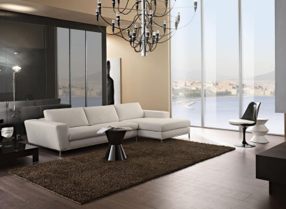 Textile Luxury Corner sofa L-shape Upholstery Modern White Seat Furniture Living room Eck new