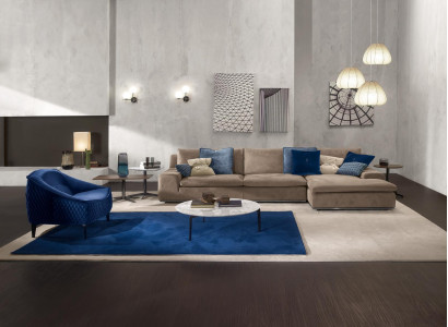 Corner sofa L-shape Couch Luxury Italian Furniture Sofa Gray PRIANERA Living room