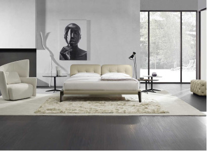 Modern Double bed Bedroom Beige Bed Furniture Wood Design Beds Prianera