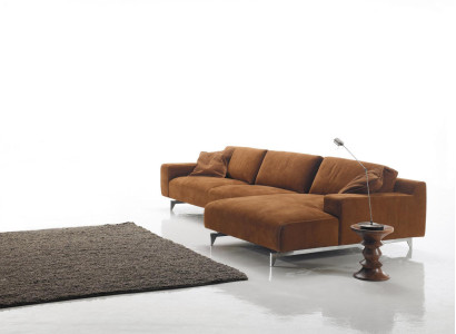 Corner sofa Brown Design Upholstery Couch Textile Living room L-shape Sofas Prianera